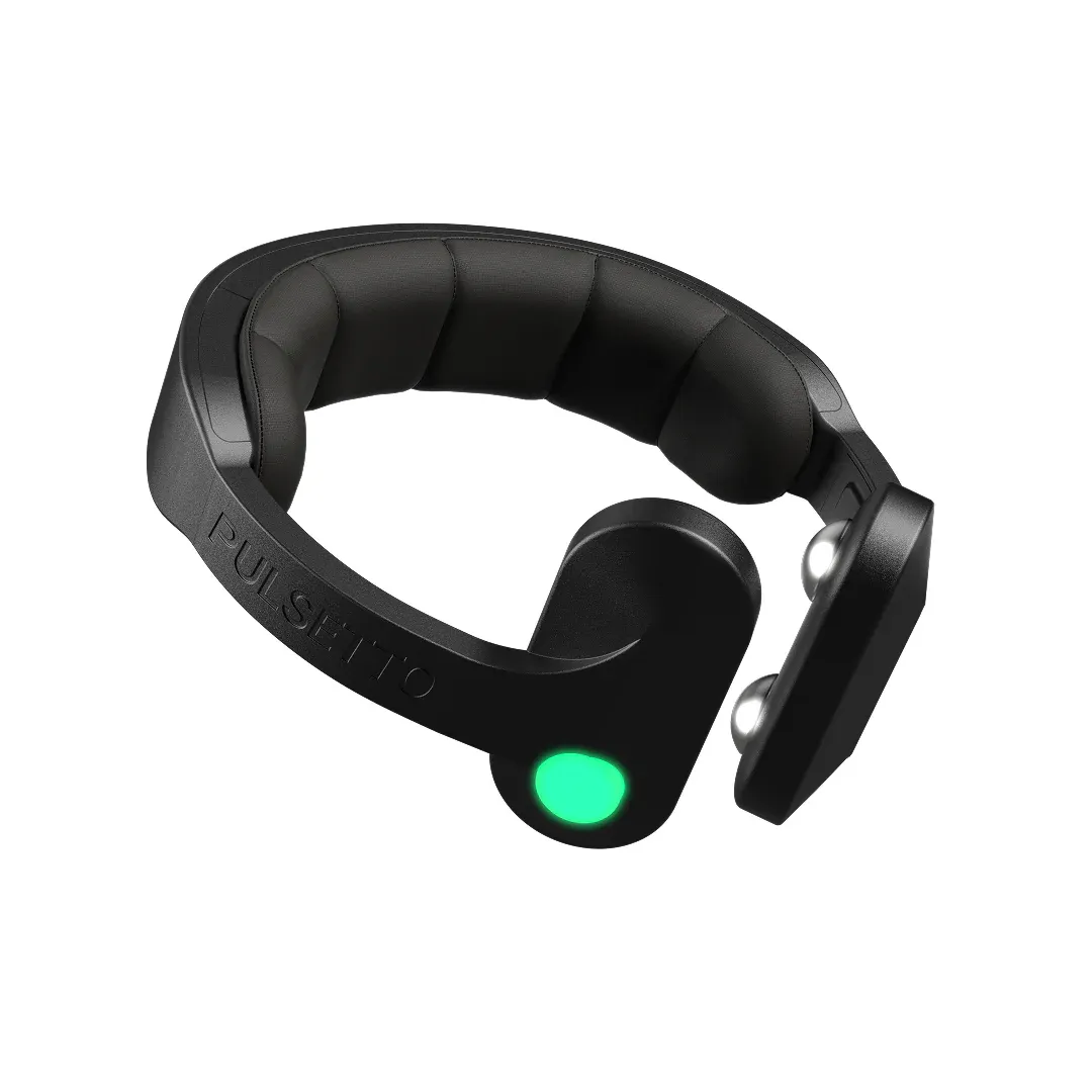 Pulsetto Fit wearable vagus nerve stimulator worn around the neck