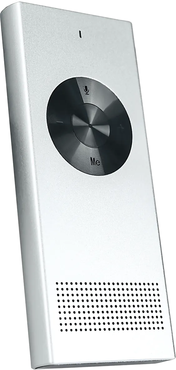 Enence Instant Translator handheld device with the Me and microphone buttons and a built-in speaker, official product photo