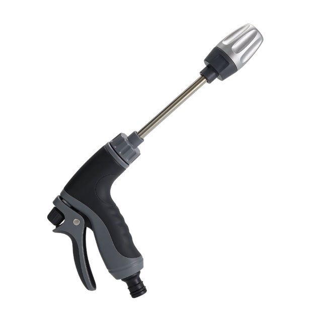 Jetterix trigger-grip hose nozzle with metal wand and adjustable spray tip, reviewed by Lume-Trixa