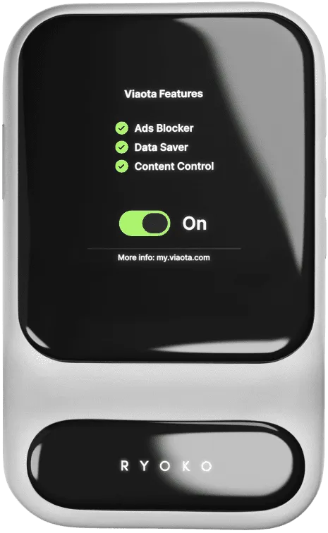 Ryoko Pro hotspot screen listing the ad blocker, data saver and content control